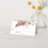 Fall Floral Bouquet White Wedding Platzkarte (Vorderseite)