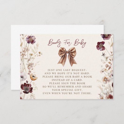 Fall Floral Bow Girl Babydusche Anfrage Begleitkarte (Vorne/Hinten)