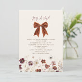 Fall Floral Bow Girl Babydusche Einladung (Stehend Vorderseite)