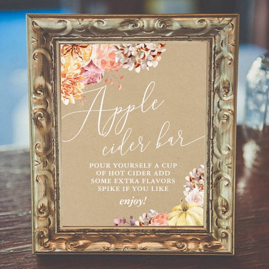Fall Floral Brautparty Apple Cider Digital Signage Fotodruck