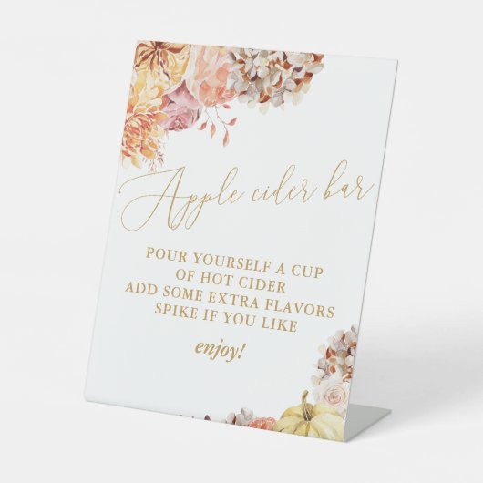 Fall Floral Brautparty Apple Cider Sockelschild (Vorderseite)