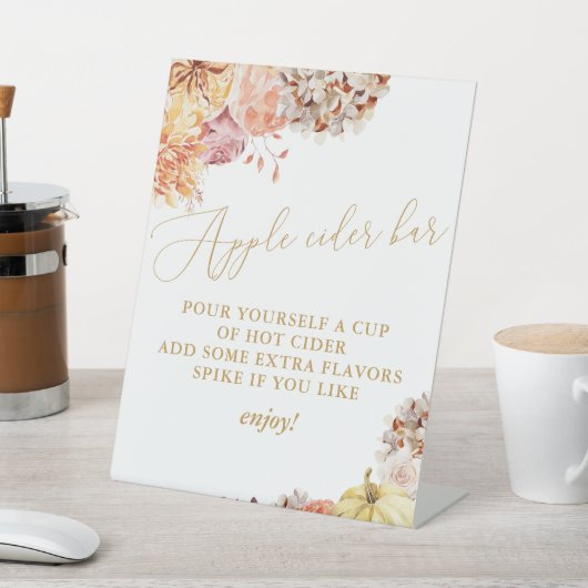 Fall Floral Brautparty Apple Cider Sockelschild (In SItu)