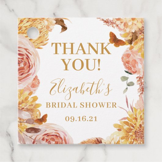 Fall Floral Brautparty Danke Geschenk Geschenkanhänger (Vorderseite)