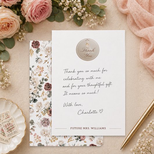 Fall Floral Brautparty Danke Karte