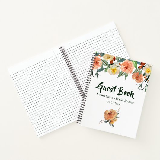 Fall Floral Brautparty Gästebuch Notizblock (Innenseite)