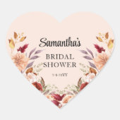 Fall Floral Brautparty Herz-Aufkleber (Vorderseite)
