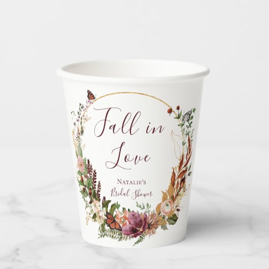 Fall Floral Brautparty Pappbecher (Vorderseite)