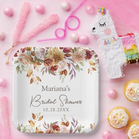 Fall Floral Brautparty Pappteller (Party)