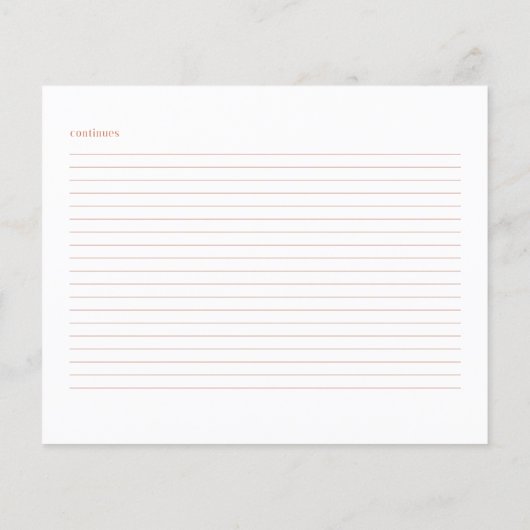 Fall Floral Brautparty Rezeptkarte (Rückseite)