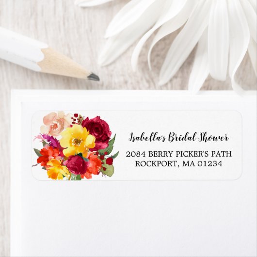 Fall Floral Brautparty Rücksendeadresse (Insitu)