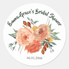 Fall Floral Brautparty Runder Aufkleber