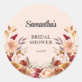 Fall Floral Brautparty Runder Aufkleber (Vorderseite)