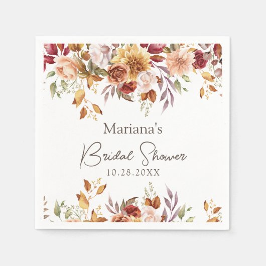 Fall Floral Brautparty Serviette (Vorderseite)