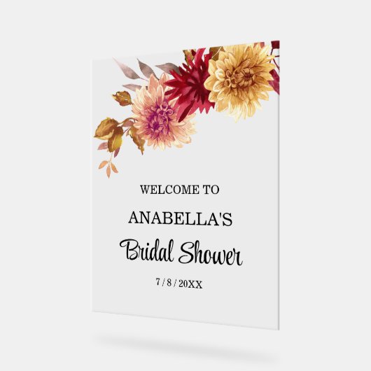 Fall Floral Brautparty Welcome Board Acrylschild (Winkel)