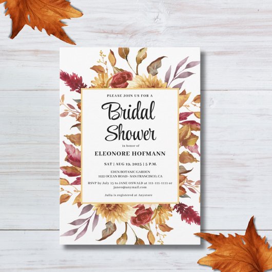 Fall Floral Bridal Dusche Einladung