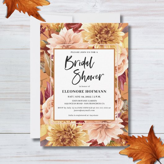 Fall Floral Bridal Dusche Einladung
