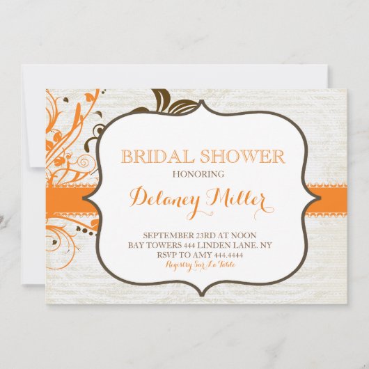 Fall Floral Bridal Dusche Einladungen (Vorderseite)