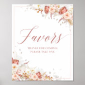 Fall Floral Bridal Favors Sign Poster (Vorne)