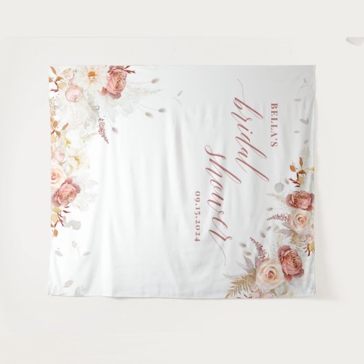 Fall Floral Bridal Shower Backdrop Wandteppich (Vorderseite (Horizontal))