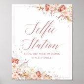 Fall Floral Bridal Shower Photo Booth Sign Poster (Vorne)