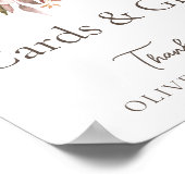 Fall Floral Brown White Wedding Cards & Gifts Zeic Poster (Ecke)