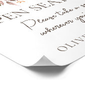 Fall Floral Brown White Wedding Open Seating Zeich Poster (Ecke)