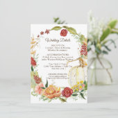 Fall Floral Burgundy White Pumpkin Wedding Details Einladung (Stehend Vorderseite)