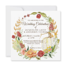 Fall Floral Burgundy White Pumpkin Wreath Wedding