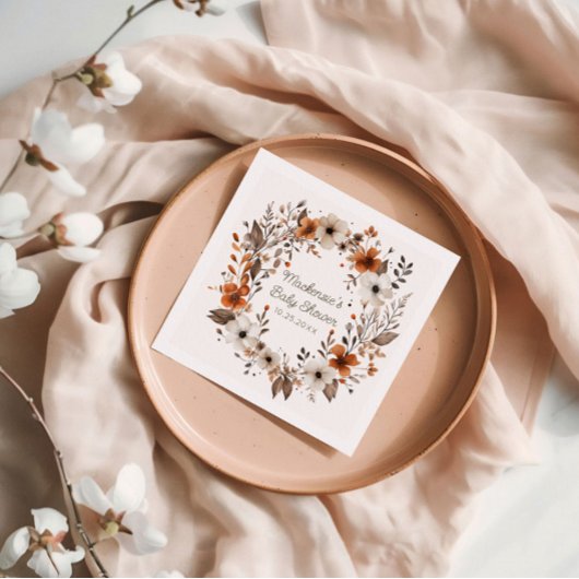 Fall Floral Cotgagecore Babydusche Serviette