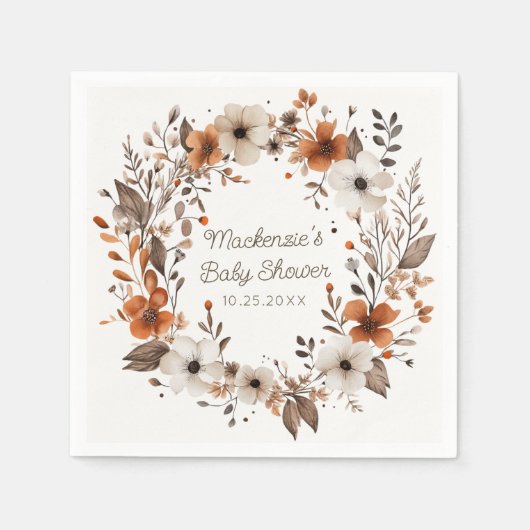 Fall Floral Cotgagecore Babydusche Serviette (Vorderseite)