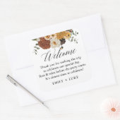 Fall Floral Custom Wedding Welcome Bag Quadratischer Aufkleber (Umschlag)