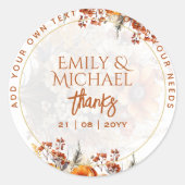 FALL FLORAL DANK IHNEN GEFÜHL ENVELOPE CUSTOM RUNDER AUFKLEBER (Vorderseite)