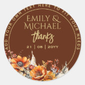 FALL FLORAL DANK IHNEN GEFÜHL ENVELOPE CUSTOM RUNDER AUFKLEBER (Vorderseite)