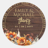 FALL FLORAL DANK IHNEN GEFÜHL ENVELOPE CUSTOM RUNDER AUFKLEBER (Vorderseite)