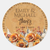 FALL FLORAL DANK IHNEN GEFÜHL ENVELOPE CUSTOM RUNDER AUFKLEBER (Vorderseite)