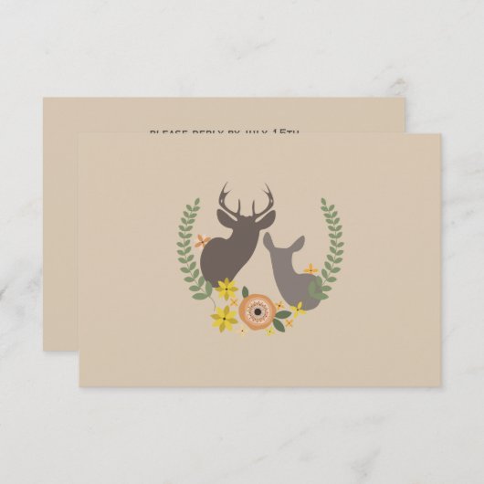 Fall Floral Deer Wedding RSVP (Vorne/Hinten)