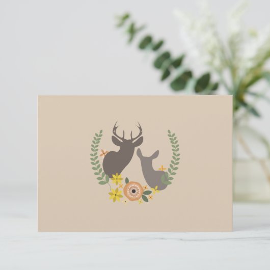Fall Floral Deer Wedding RSVP (Stehend Vorderseite)