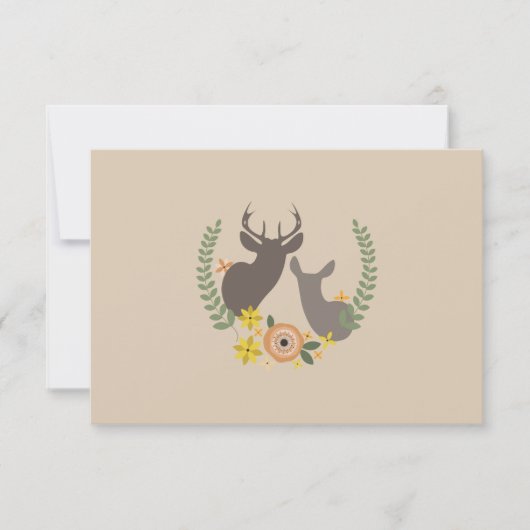 Fall Floral Deer Wedding RSVP Karte (Vorderseite)