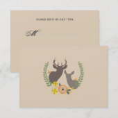 Fall Floral Deer Wedding RSVP Karte (Vorne/Hinten)