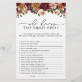 Fall Floral, der Braut das beste Duschspiel kennt (Vorderseite)