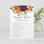 Fall Floral, der das Ehepaar Bestes Bridal-Spiel k Einladung (Stehend Vorderseite)