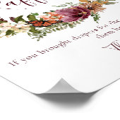 Fall Floral Diaper Raffle Babydusche Zeichen Poster (Ecke)