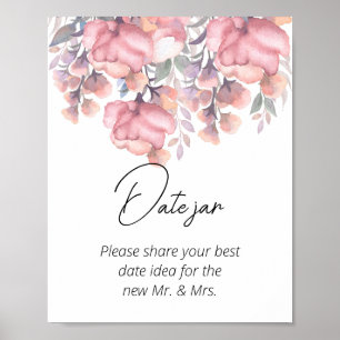 Fall Floral Dusty Rose Date Jar Brautparty Poster