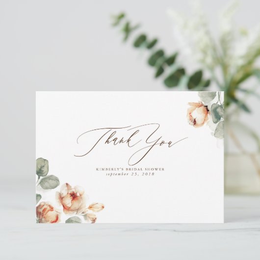 Fall Floral Elegant Kleiner Dank Dankeskarte (Stehend Vorderseite)