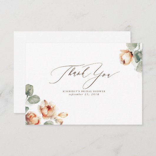 Fall Floral Elegant Kleiner Dank Dankeskarte (Vorne/Hinten)