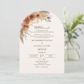 Fall Floral Elegant Nikkah Arabisch Islamische Hoc Einladung (Stehend Vorderseite)