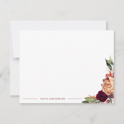 Fall Floral Elegant Vollname oder Paare Namen Mitteilungskarte (Vorderseite)