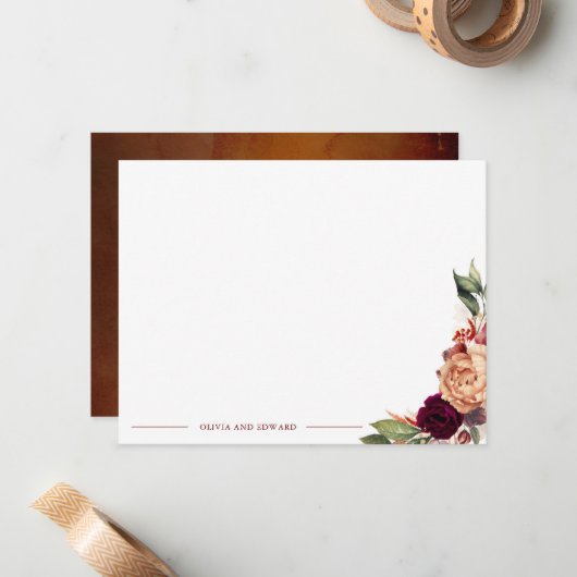 Fall Floral Elegant Vollname oder Paare Namen Mitteilungskarte (Vorderseite/Rückseite Beispiel)