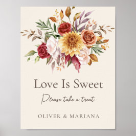 Fall Floral Elfenbein Hochzeit Liebe ist süße Zeic Poster
