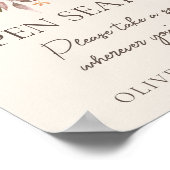 Fall Floral Elfenbein Hochzeit Open Seating Zeiche Poster (Ecke)